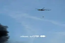  اطفای هوایی آتش‌سوزی بندر شهید رجایی با بالگرد