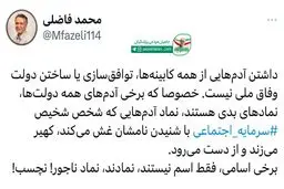انتقاد شدید فاضلی به کابینه وفاق ملی