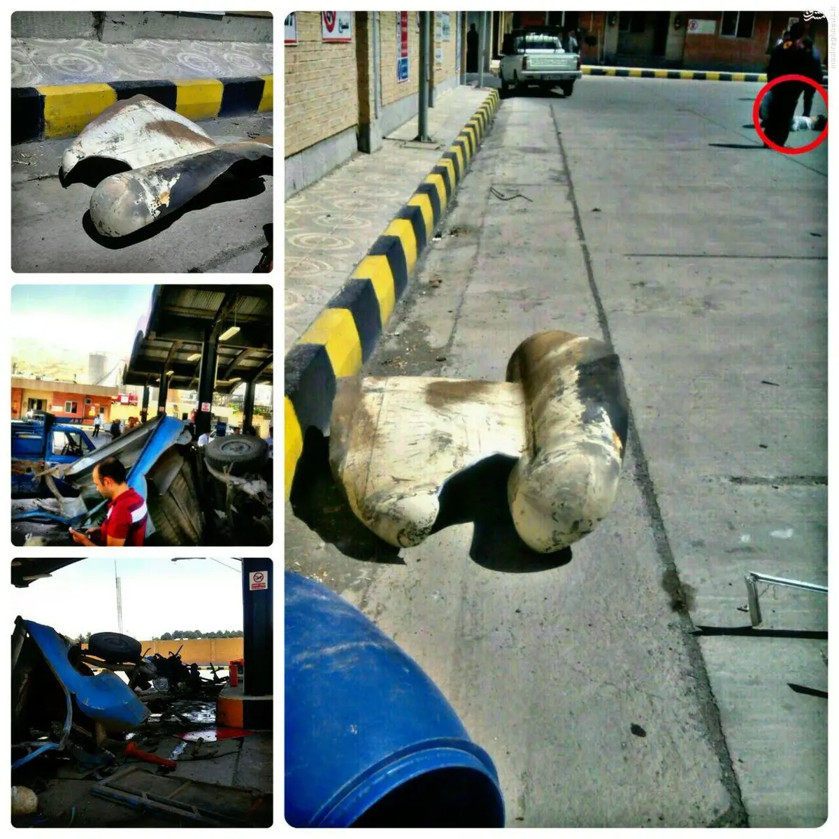 عکسی از انفجار نیسان آبی در پمپ گاز