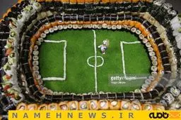 عکس جالب از استادیوم ساخته شده از «رول سوشی» در کازان روسیه