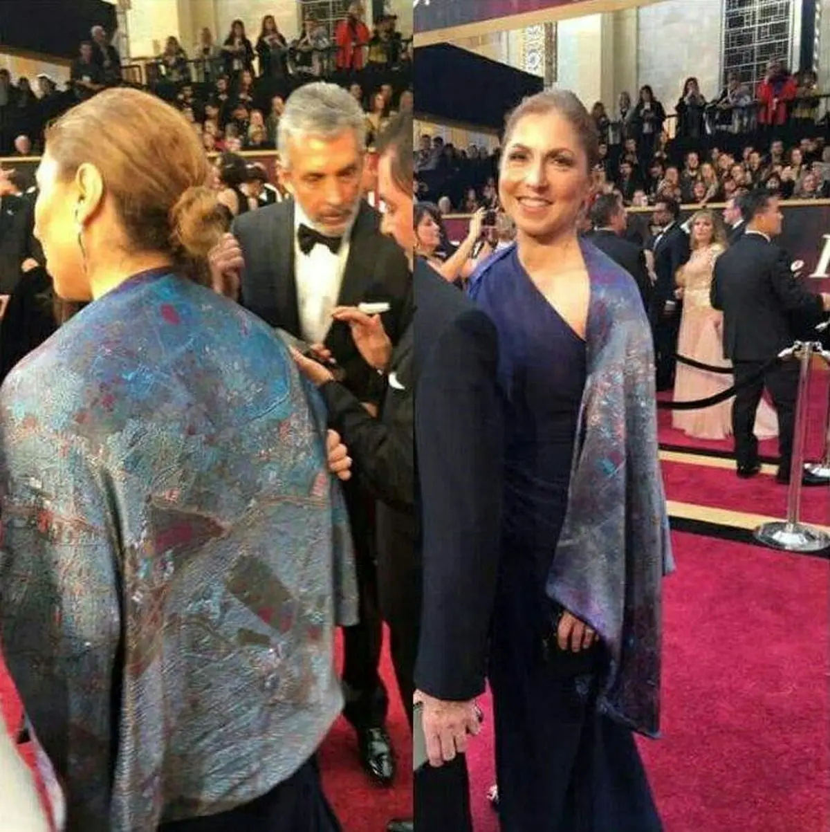 طرح نقشه مشهد روی شال انوشه انصاری/عکس