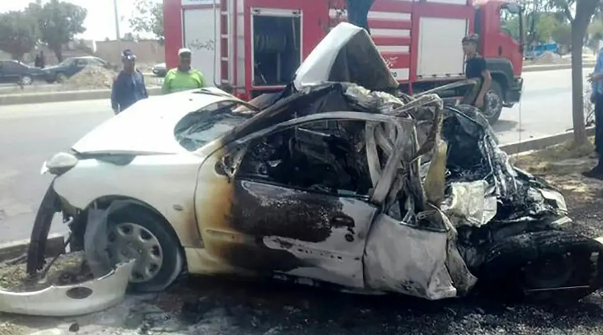  لحظه انفجار پژو 206 +جزئیات