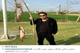 ماهیگیری خواننده محبوب پاپ/عکس