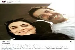 سلفی بهناز جعفری به همراه عباس جمشیدی‌فر در پشت صحنه سریال «بچه مهندس» / عکس