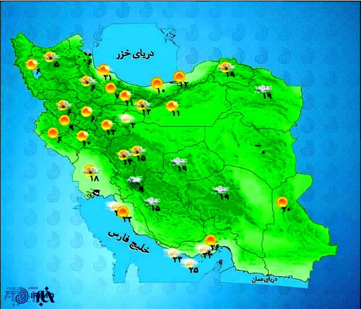 آسمان ایران از سه شنبه برفی می‌شود /نقشه وضعیت آب‌وهوا