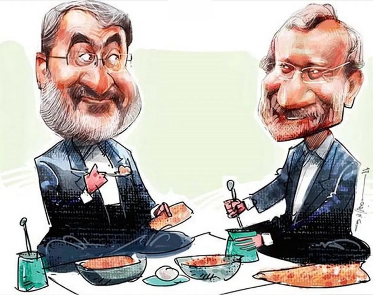 لاریجانی و رحمانی فضلی درحال دیزی خوری!/کاریکاتور