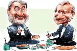 لاریجانی و رحمانی فضلی درحال دیزی خوری!/کاریکاتور