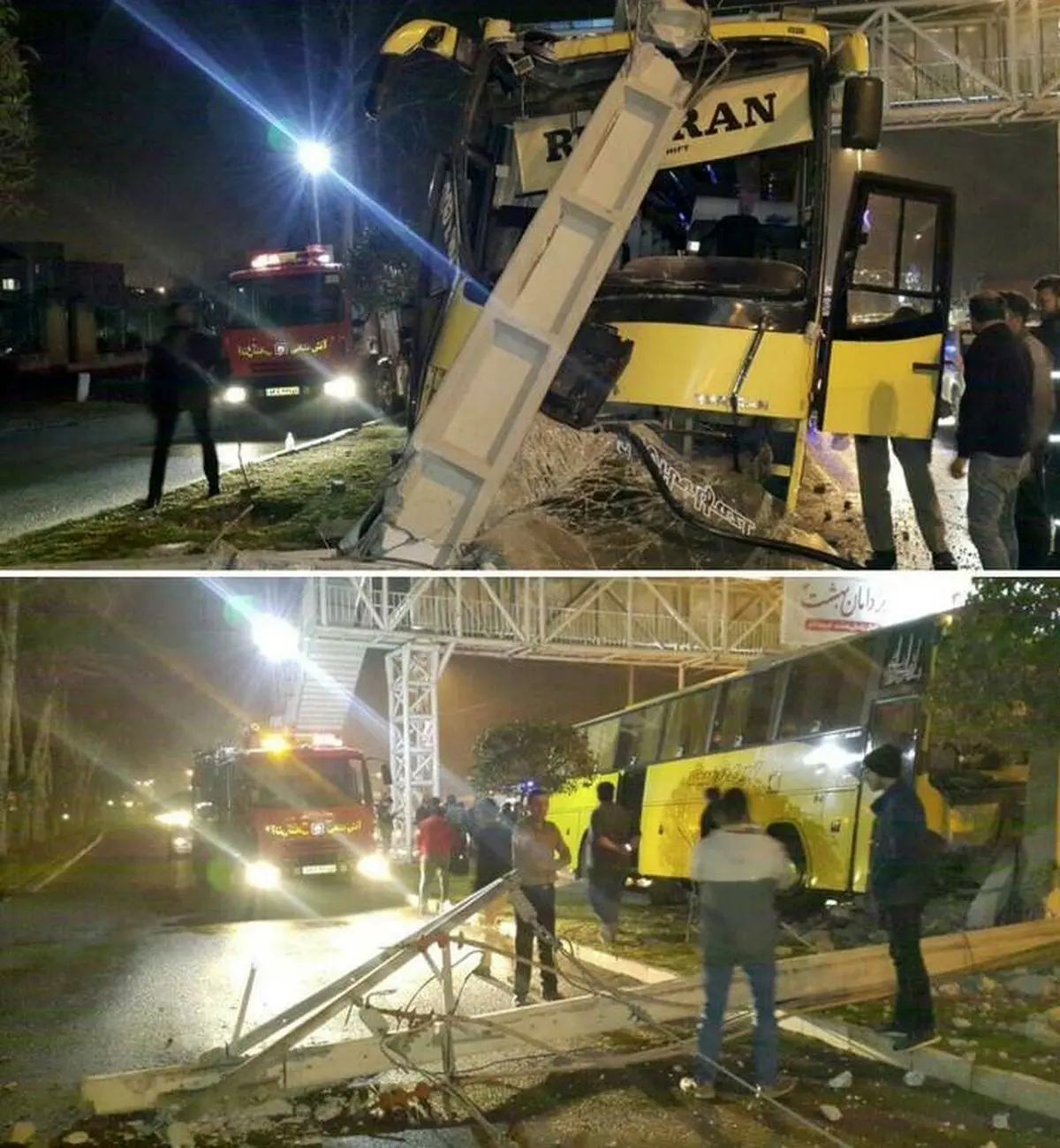 برخورد اتوبوس با تیر چراغ‌برق در گرگان/تصاویر