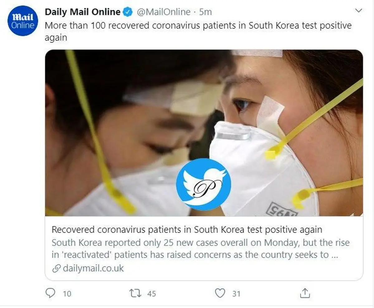 بازگشت کرونا به کره! + توئیتر