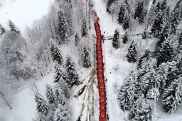 اهتزاز پرچم 3000متری در ترکیه/ عکس