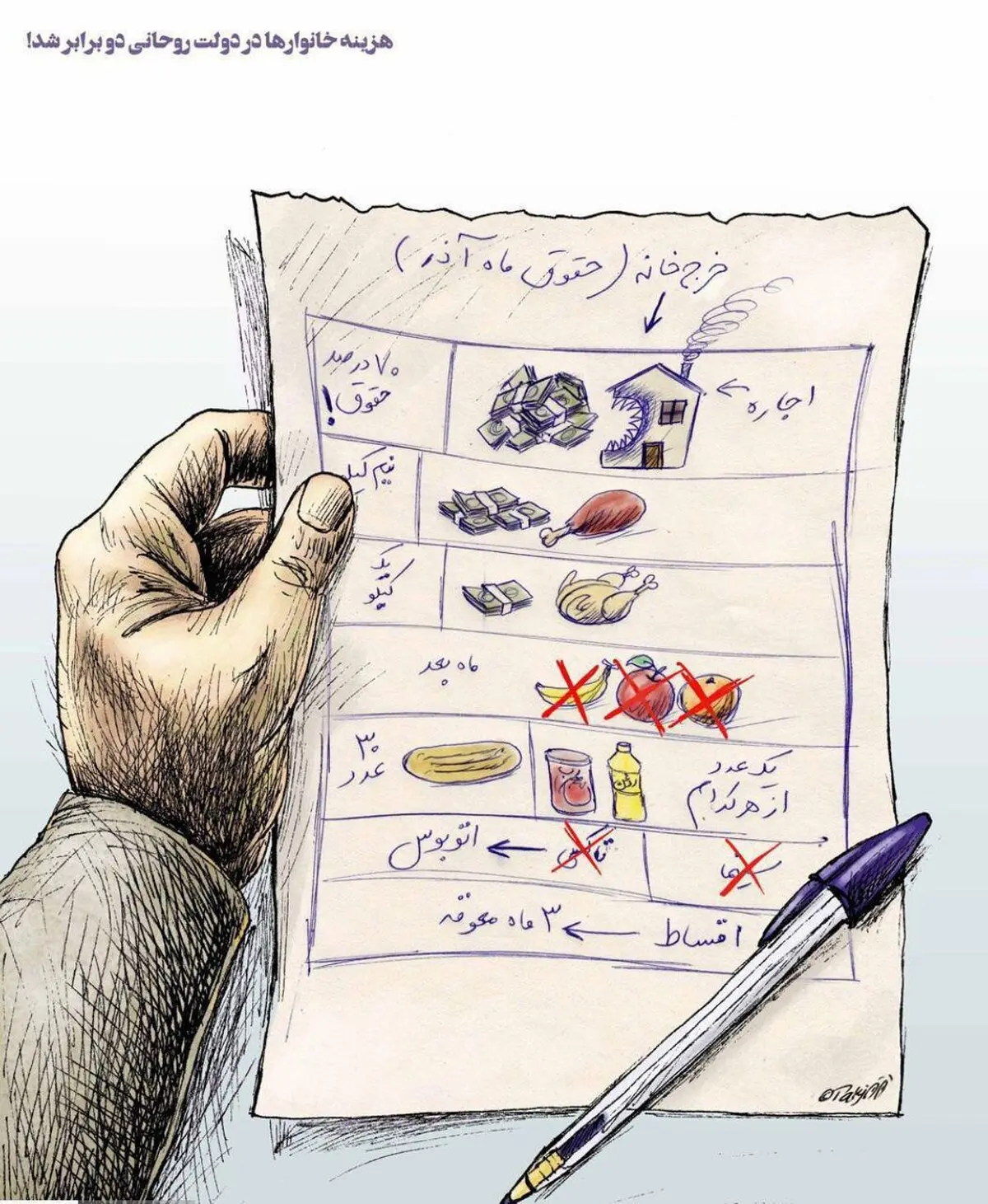 لیست لو رفته‌ی خرج خانه!/ کاریکاتور