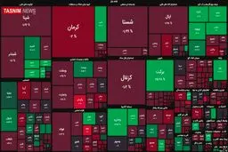 ریزش ۸ هزار واحدی شاخص بورس + نقشه بازار بورس