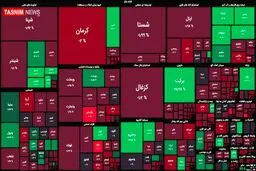 ریزش ۸ هزار واحدی شاخص بورس + نقشه بازار بورس