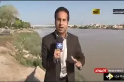 فیلم/آخرین وضعیت مد اکبر رودخانه هادر استان خوزستان/ احتمال جاری شدن آب در سطح شهر