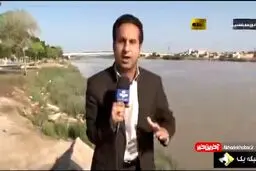 فیلم/آخرین وضعیت مد اکبر رودخانه هادر استان خوزستان/ احتمال جاری شدن آب در سطح شهر