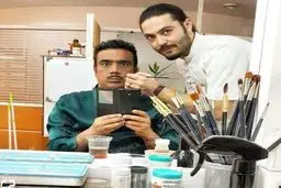 سلفی نصرالله رادش در حال گریم /عکس