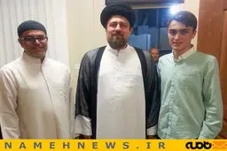 عکسی از سیدحسن خمینی و پسرش در کنار نزار القطرى