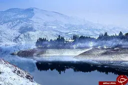 منظره ای برفی از سد لتیان +عکس