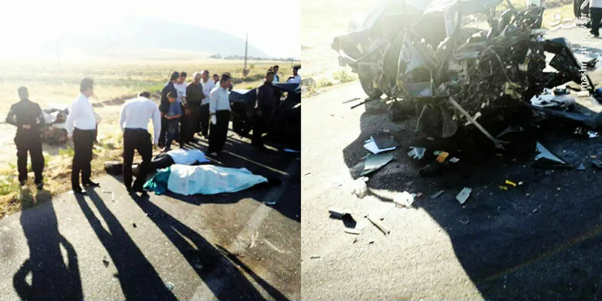 تصادف شدید پراید با دنا در جاده کرمانشاه