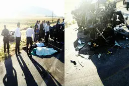 تصادف شدید پراید با دنا در جاده کرمانشاه