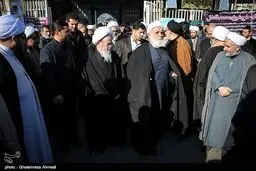 آیت الله ناطق نوری در مراسم تشییع جنازه  آیت‌الله فاضل/عکس
