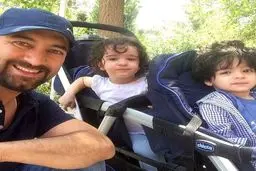 مجيدصالحي و دو قلوهاش حنا و آروين/عکس
