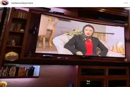 لادن سلیمانی از قاب تلویزیون منزلش/عکس
