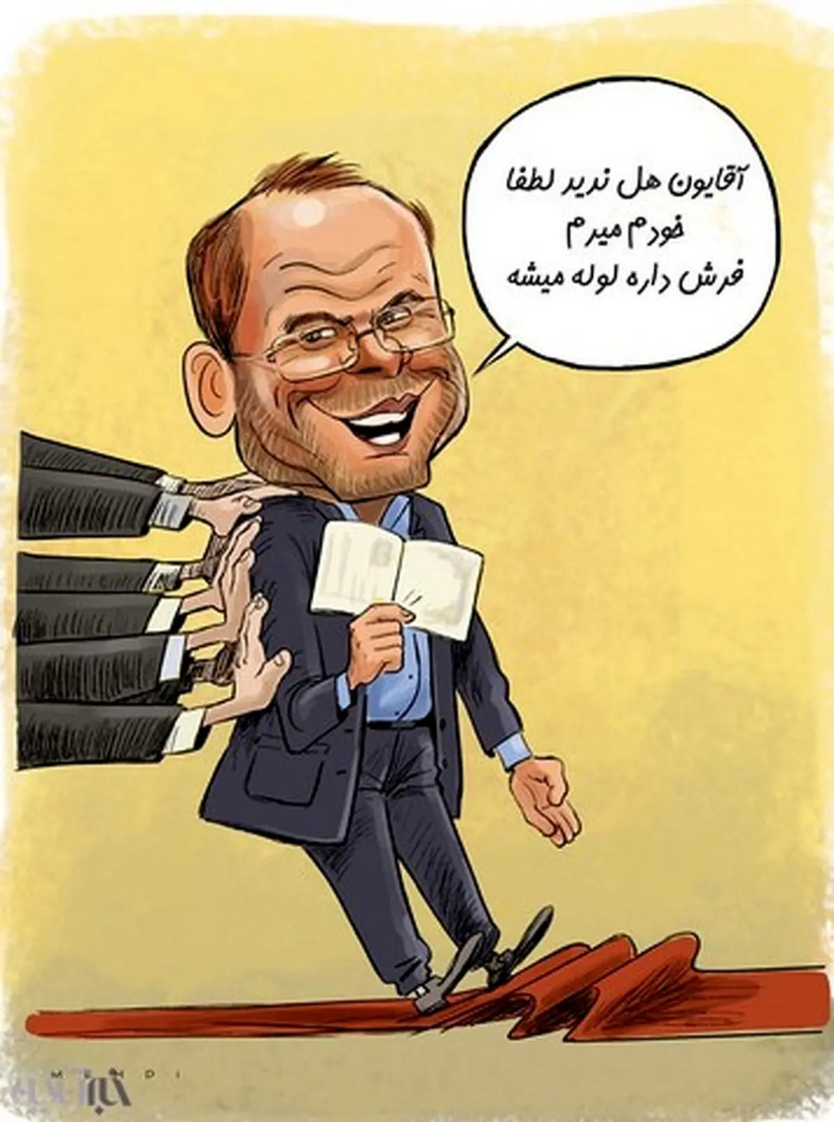قالیباف را اینطوری هل دادند!/کاریکاتور