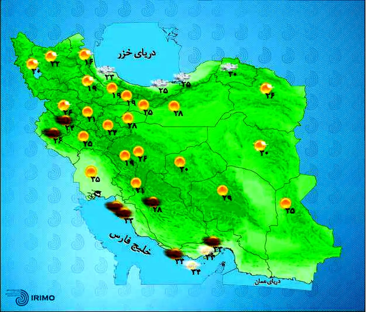 عکس: نقشه وضعیت آب و هوای استان‌ها