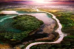 عکس هوایی زیبا از تالاب زیبای سوستان