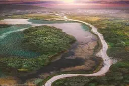 عکس هوایی زیبا از تالاب زیبای سوستان