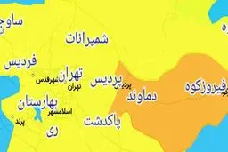 جدیدترین وضعیت رنگ‌بندی کرونایی شهرهای تهران + نقشه