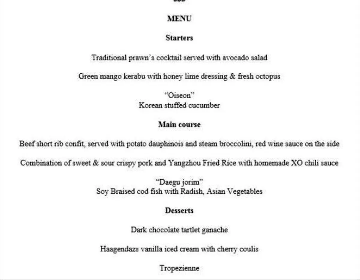 تصویری از منوی ناهار ترامپ و اون را ببینید