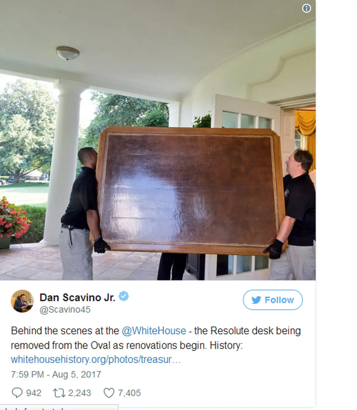 خانه تکانی کاخ سفید در غیاب ترامپ +عکس