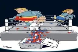 این هم پایان مشت زنی هیلاری و ترامپ!/کاریکاتور