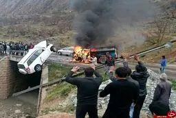 تصادف عجیب و وحشتناک در جاده شیراز-بوشهر/عکس