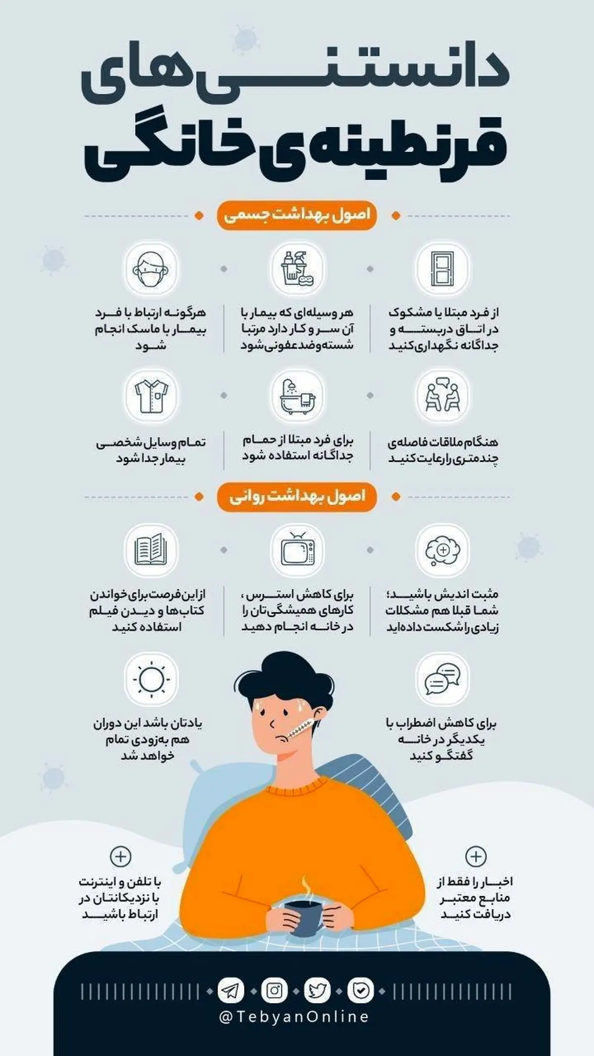 اطلاعاتی مهم درباره قرنطینه خانگی + اینفوگرافی