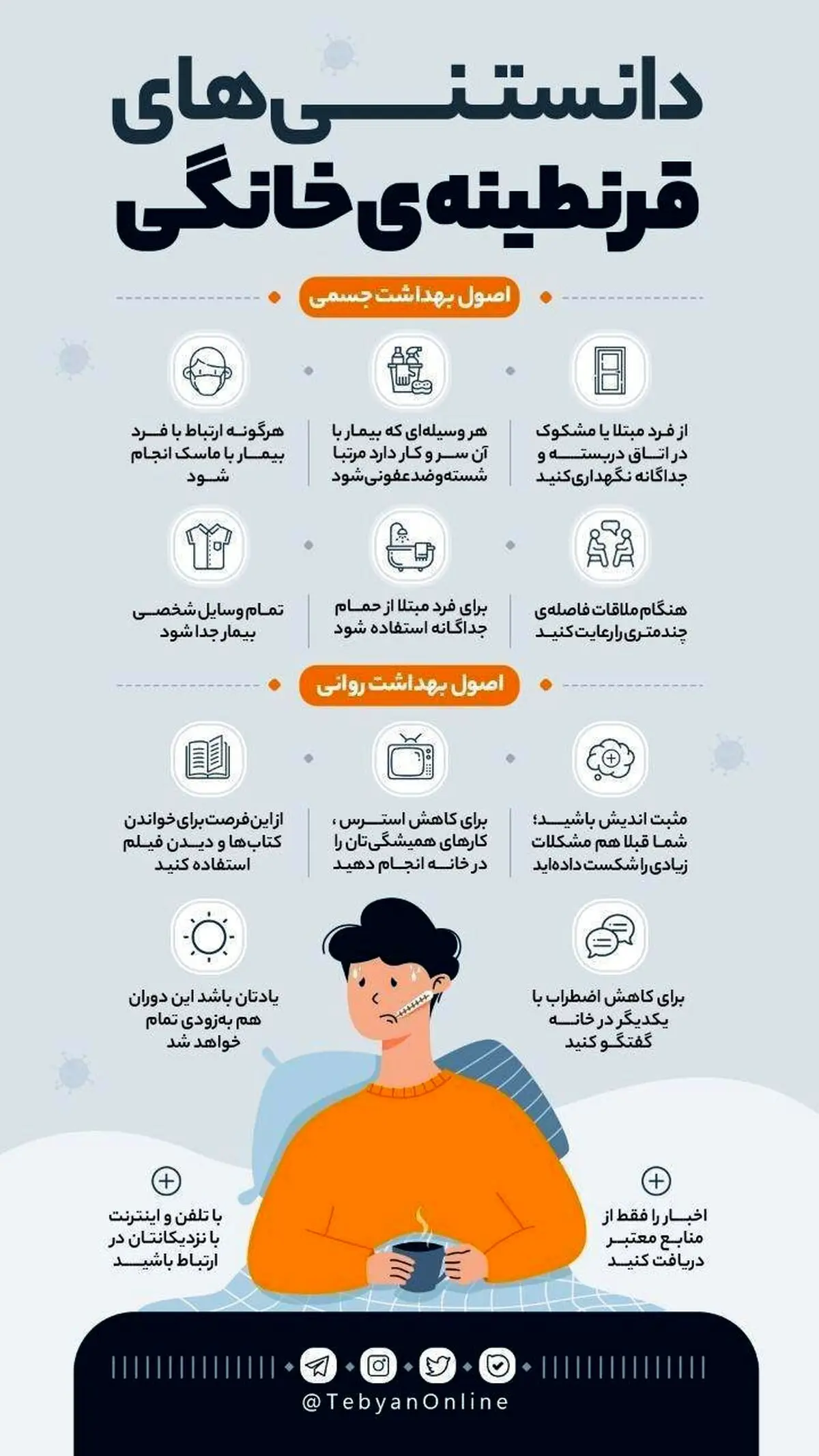 اطلاعاتی مهم درباره قرنطینه خانگی + اینفوگرافی