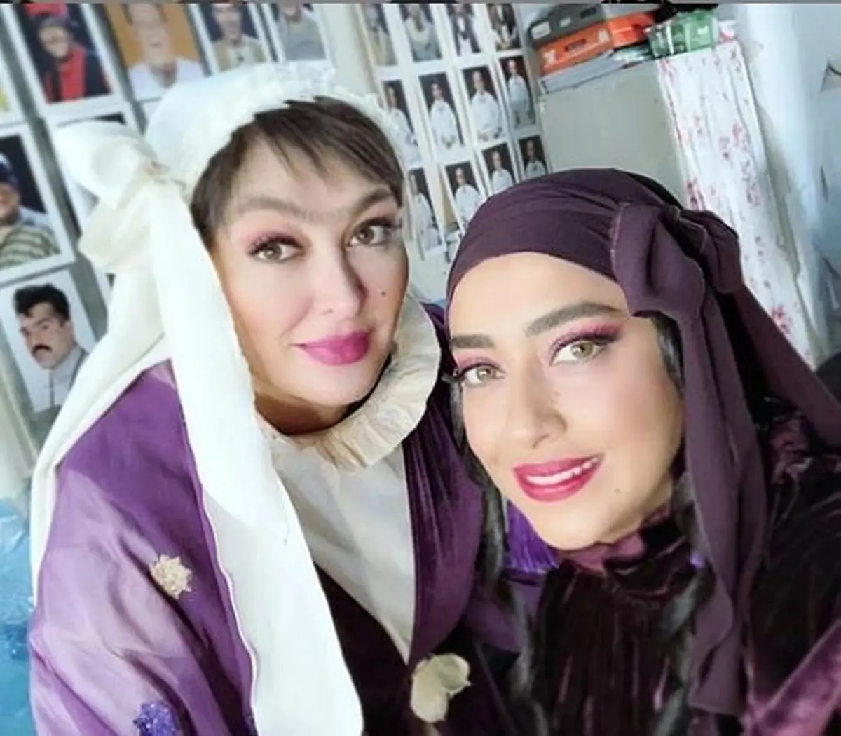 عکس /سلفی بهاره کیان‌افشار و الهام حمیدی در اتاق گریم سریالی جدید