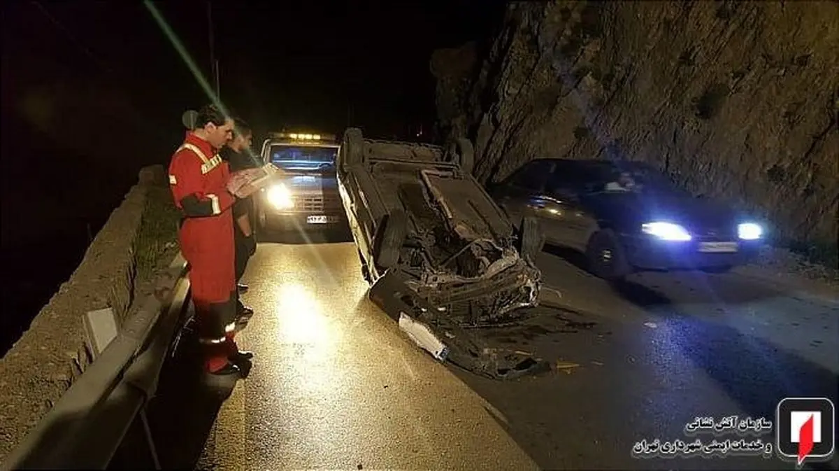 عکس/ واژگونی پراید در جاده سولقان