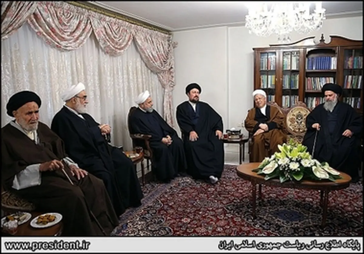 تصاویر حضور حجت الاسلام گلپایگانی، هاشمی رفسنجانی، سیدحسن خمینی، جهانگیری و ...در منزل روحانی