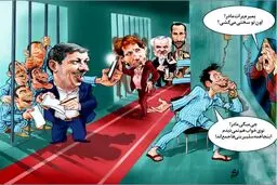 کاریکاتور/ نمای جدید از اوین با حضور رحیمی، هاشمی، بقایی و...