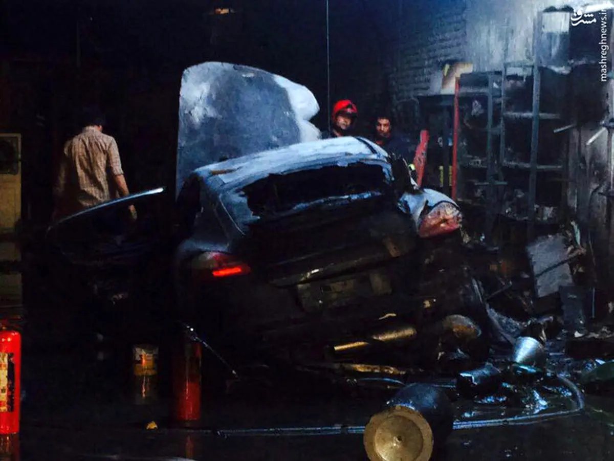 خودروی میلیاردی هنگام تعویض روغن سوخت!/عکس