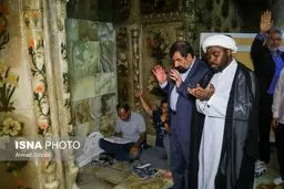 نماز خواندن محسن رضایی در حرم حضرت معصومه/عکس