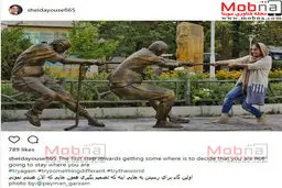 مسابقه طناب کشی بین دو مرد قوی هیکل و یک زن بازیگر!/ عکس