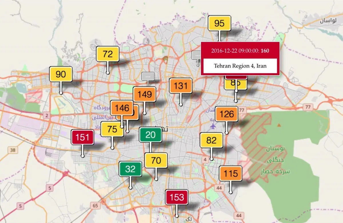 دومین روز زمستان ۹۵، هوا ناسالم شد/ ۳ منطقه در وضعیت هشدار
