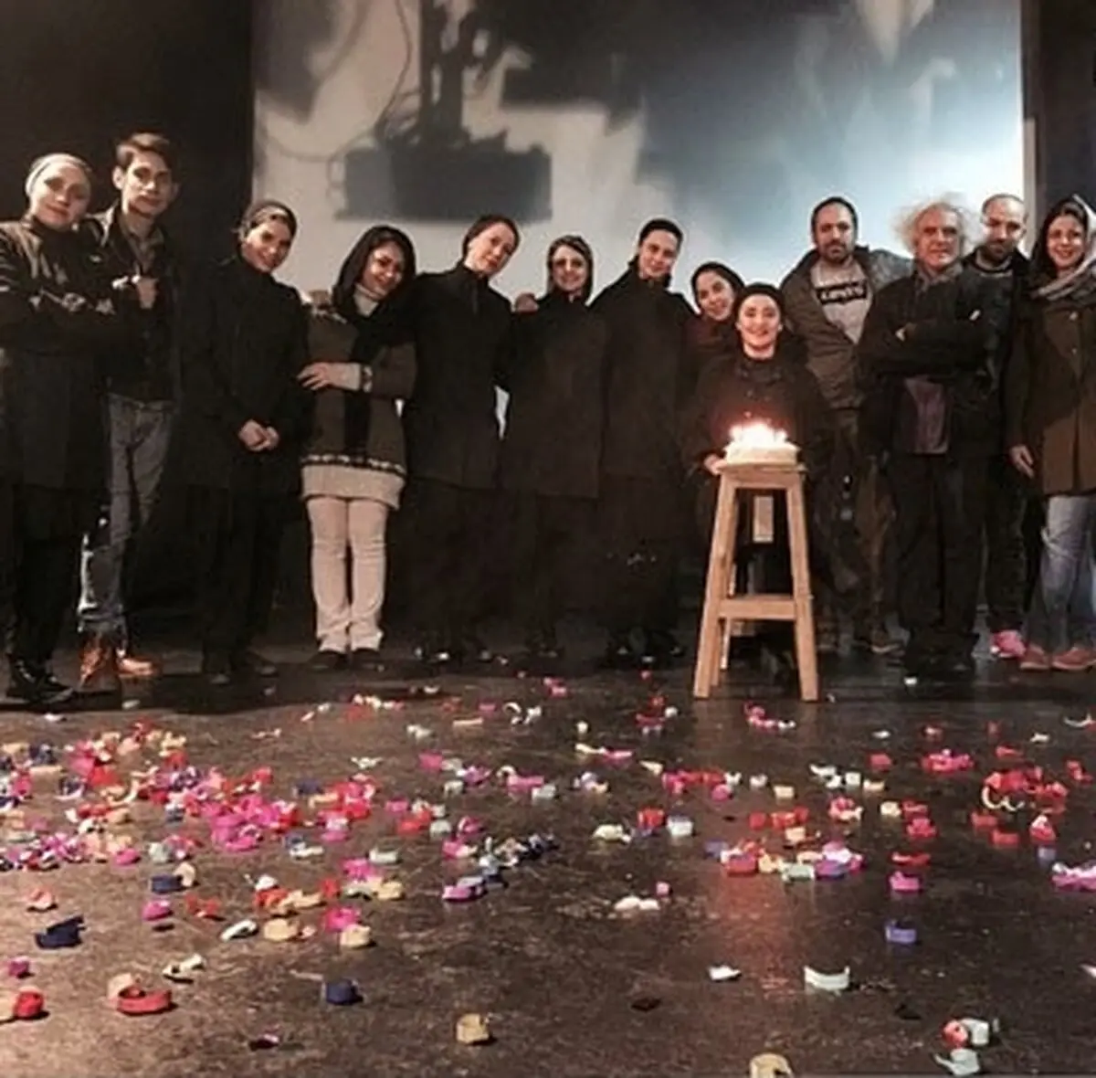 جشن تولد خانم بازیگر سر تمرین/عکس