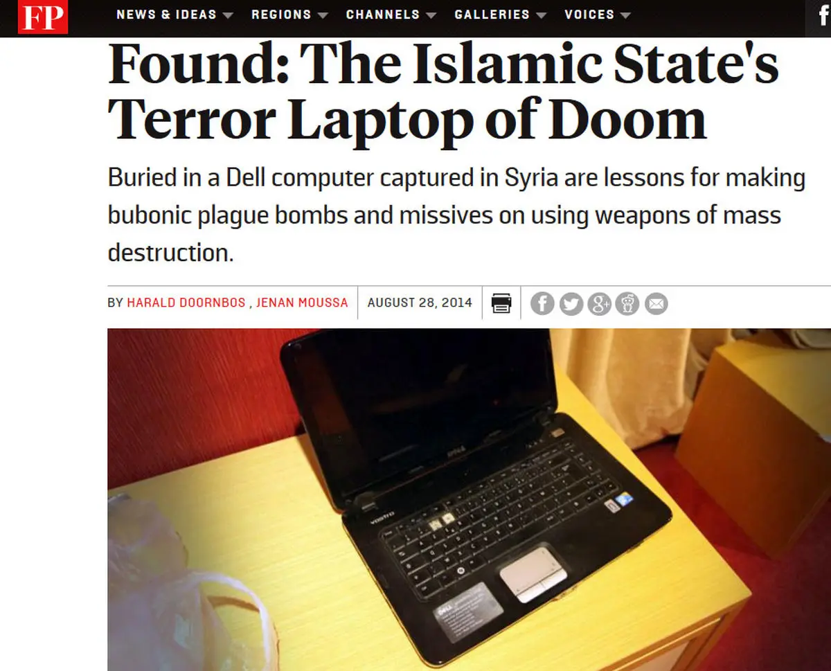 «لپ‌تاپ مرگ» داعشی‌ها حاوی چه اطلاعاتی بود؟