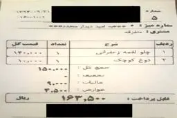 عوارض چلو کباب 450 تومان! + عکس