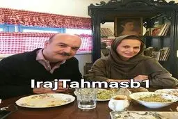 عکس یادگاری ایرج طهماسب و همسرش در روز تولدش